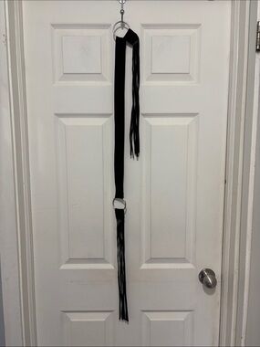 Black Suede Fringe Ring Belt